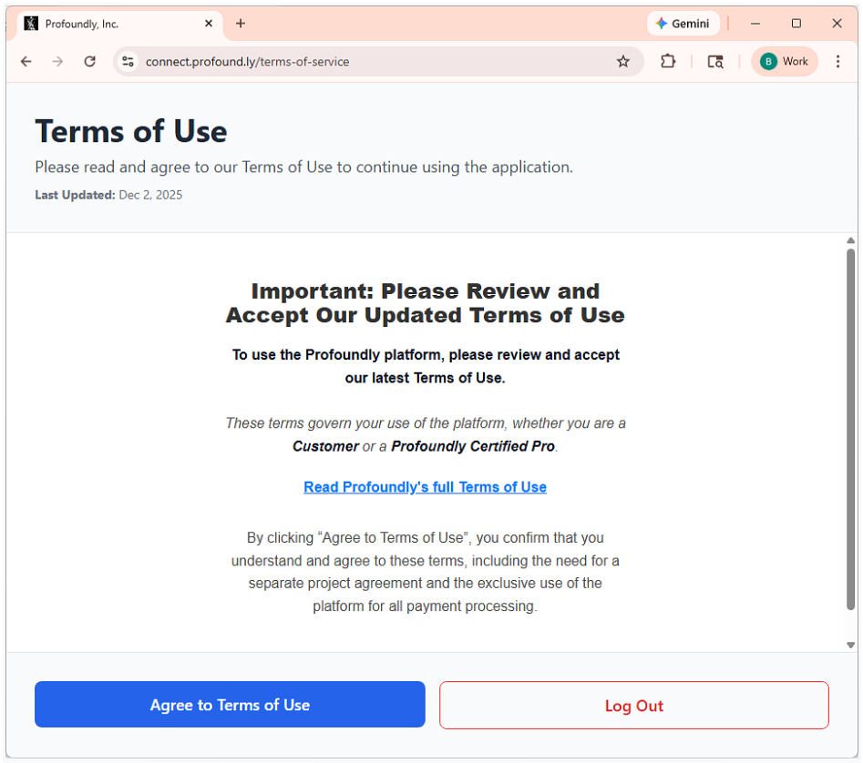 Terms of Service acceptance