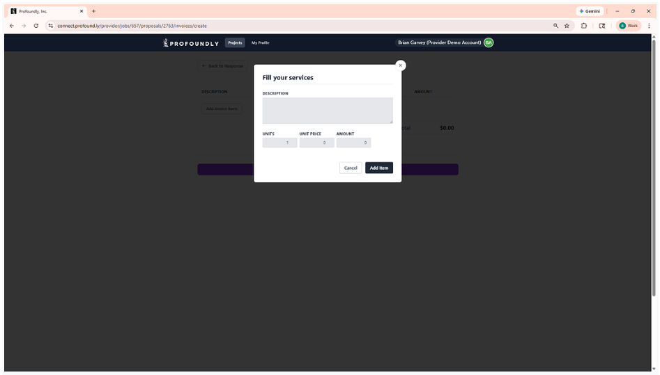 Specify invoice amount